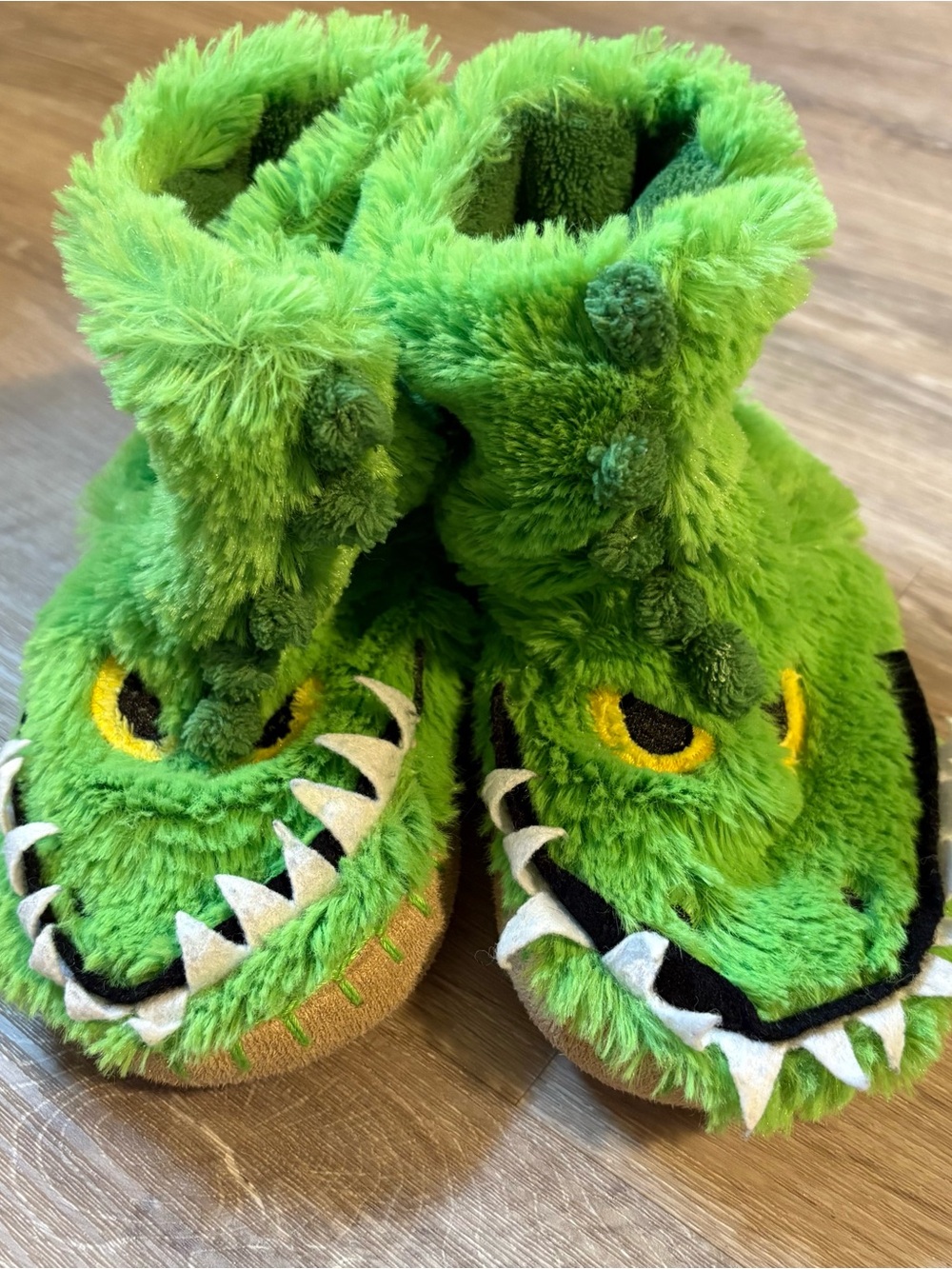 Green Monster Plush Kids Slippers